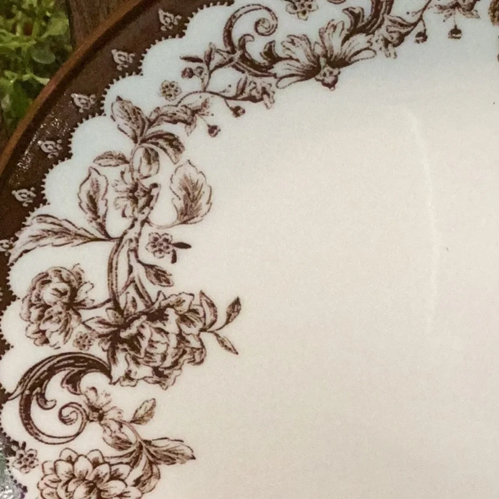 *Out of stock online*  Brown Toile Salad Plate - Set of 4